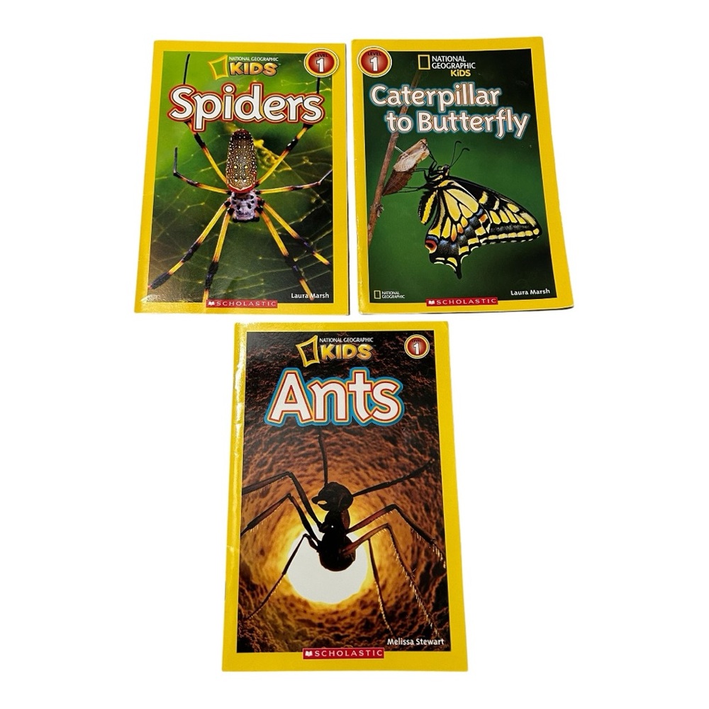 3 Books National Geographic Kids Level 1 Ants, Spiders, Caterpillar to Butterfly